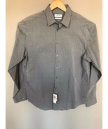 NWT Mens CALVIN KLEIN Gray w/Stripes Slim Fit L/S Dress Shirt  16.5 34-3... - $18.81