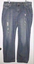 CJ BLACK Jeans Sz 36/34 Men&#39;s Long Boot Cut Destroyed 100% Cotton Blue  - $19.79