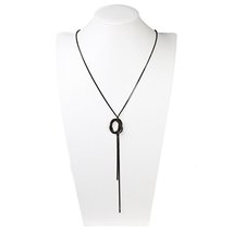 Gold Tone With Black Overlay Love Knot Necklace - $26.99