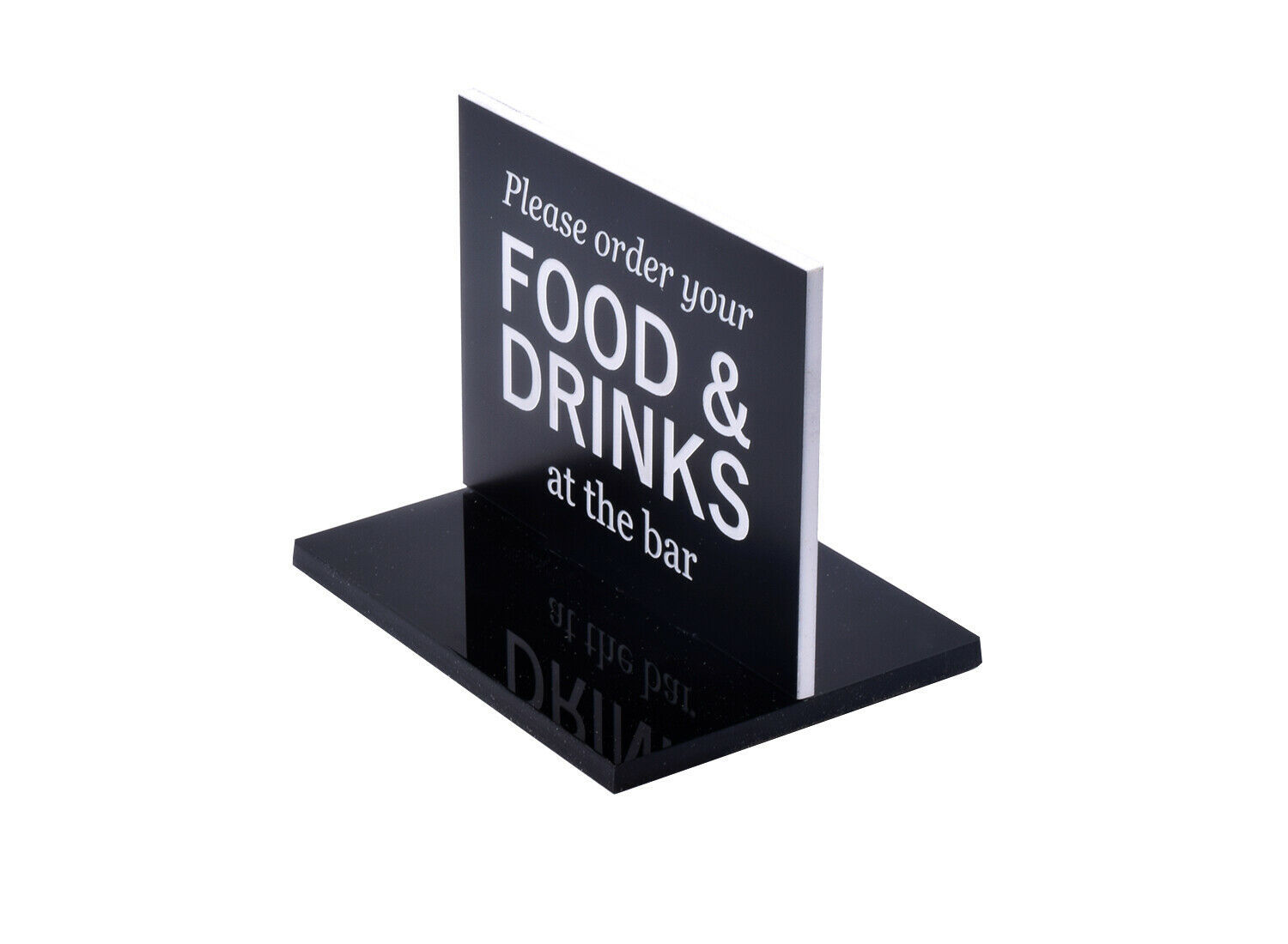 Tabletop Sign, Please Order Food & Drinks at the Bar, Black and White