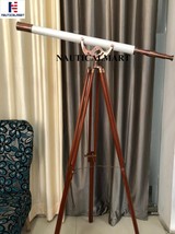 Floor Standing Bronzed With White Leather Griffith Astro Telescope 65" Telescop