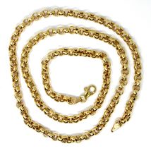 18K YELLOW GOLD CHAIN 23.6" INCHES 60cm, BIG ROUND CIRCLE ROLO THICK 4 MM LINK image 3