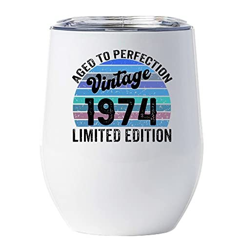 Vintage 1974 Tumbler 12oz With Lid Gift 48 Years Old Aged To Perfection ...