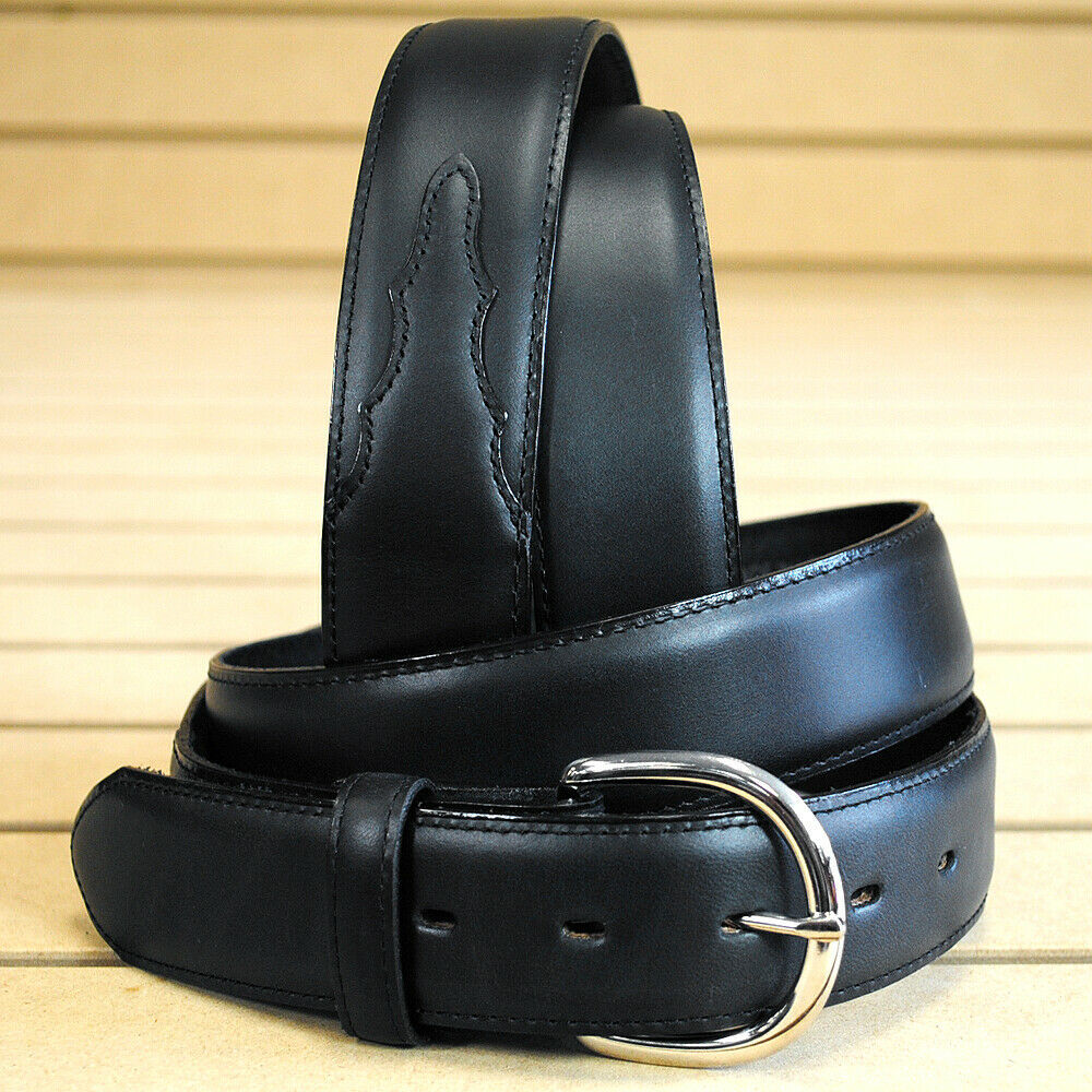 U326 26" CLASSIC OILED WESTERN LEATHER STRAIGHT MEN BELT BLACK MADE