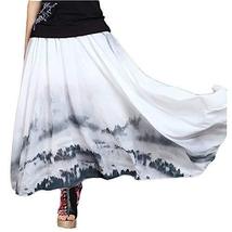 [Ink Landscape] Chinese Style Chiffon Skirt Bust Skirt Long Maxi Skirt,Asian M