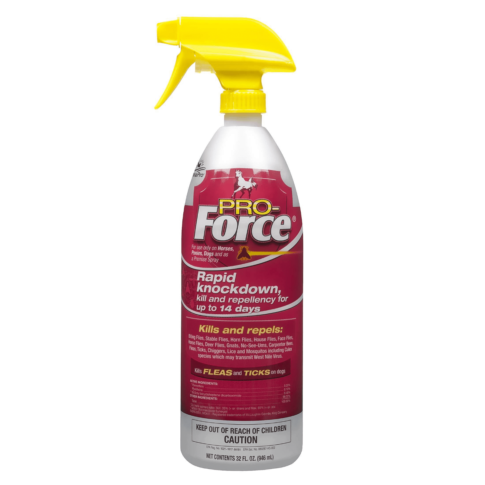 Pro Froce Rapid Knockdown Fly Spray 32 fl oz Spray Bottle for Horses & Ponies Fly & Insect