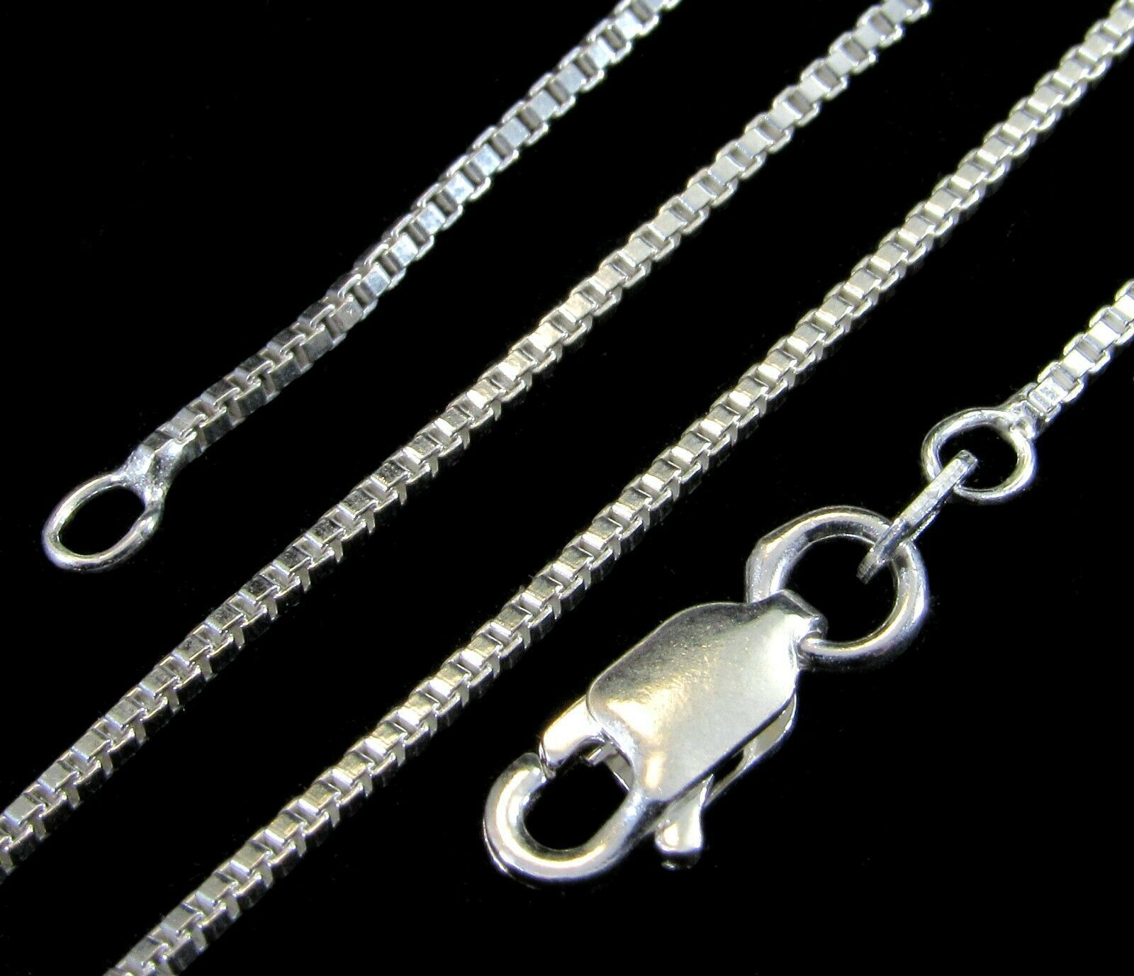 1.1MM Solid 925 Sterling Silver Italian Venetian Box Chain Necklace ...