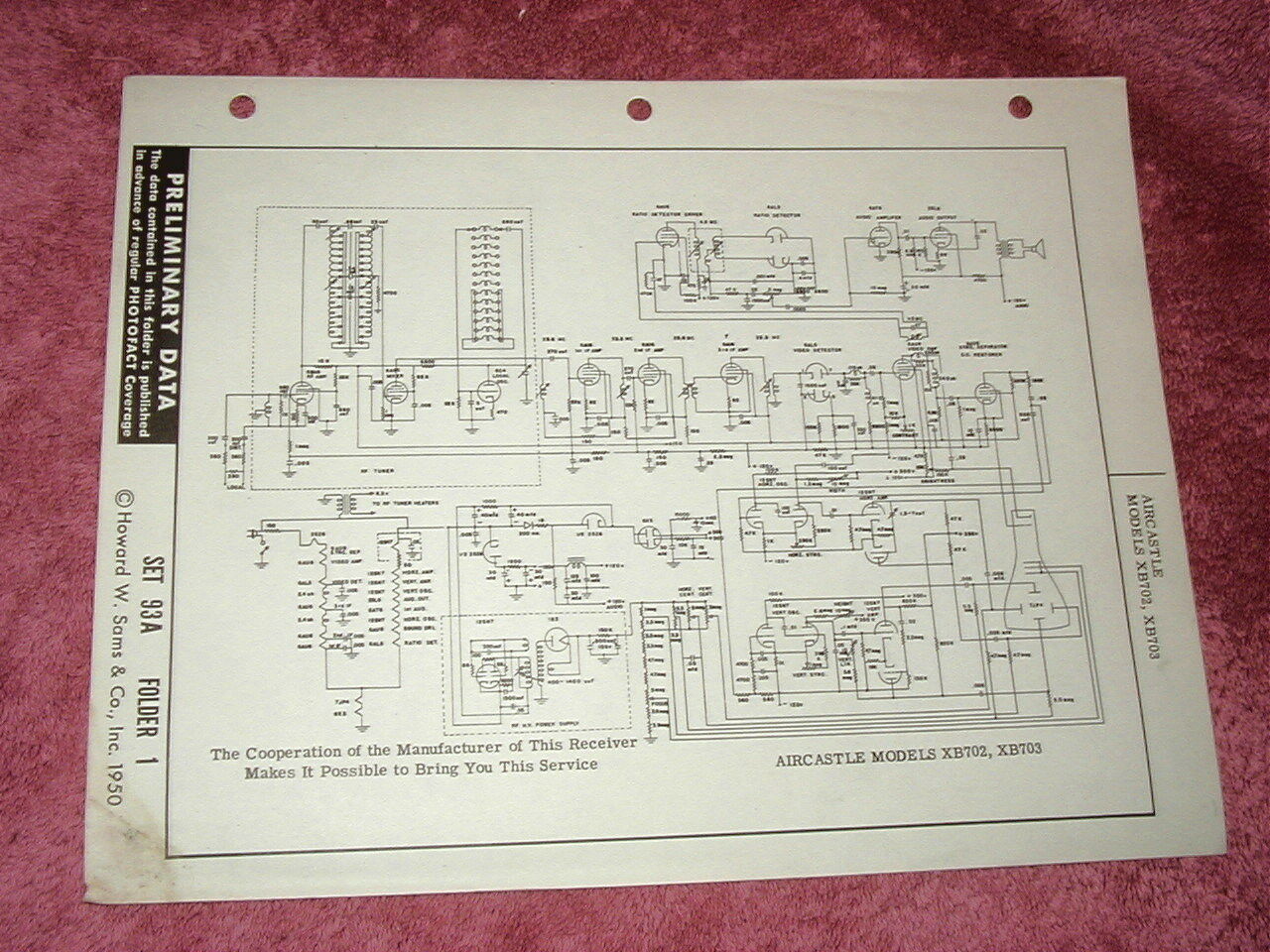 AIRCASTLE Television Chassis Schematic MODELS XB702, XB703, XL750 ...