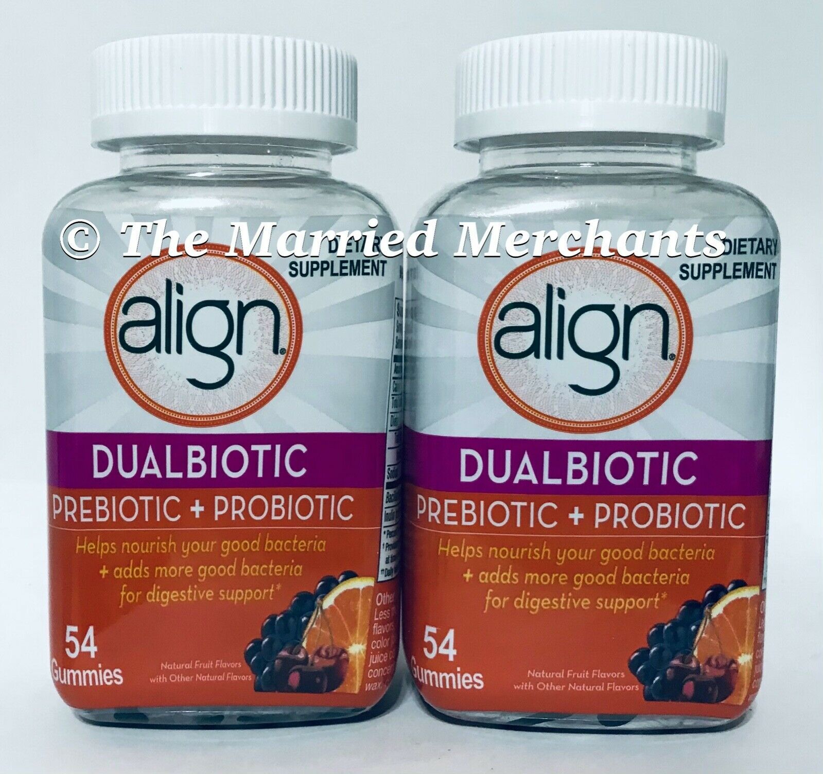(2) Align Dualbiotic Prebiotic + Probiotic Gummies 54 gummies each 2/