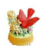 Shefford Musical Cardinal Bird &amp; Nest Wind up Music Box Japan Porcelain ... - $47.51