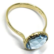 SOLID 18K YELLOW GOLD RING, CENTRAL CUSHION ROUND BLUE TOPAZ, DIAMETER 10mm image 3