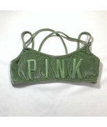 Victorias Secret Pink Womens Olive Green Velvet Embroidered Bikini Top S... - $19.75