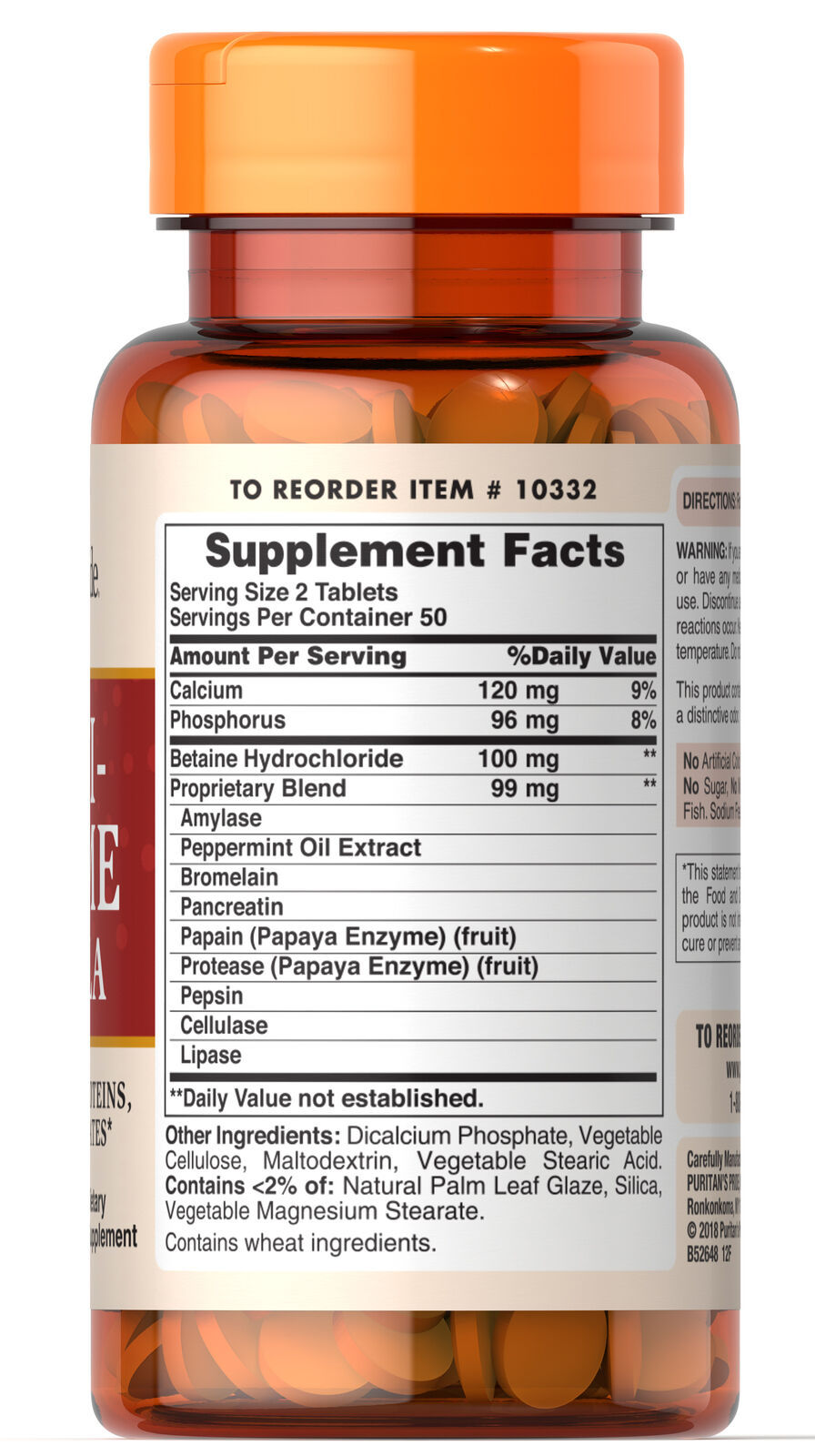 Puritan's Pride Multi Enzyme 100 Tablets Vitamins & Lifestyle