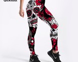 hot sell women s skull flower black leggings digital print pants trousers stretch thumb155 crop