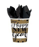 Golden New Year Year&#39;s Eve Gold Black Modern Holiday Party 9 oz. Paper Cups - $7.66