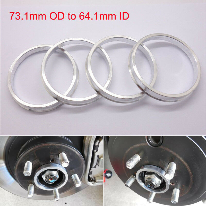 Car Wheel Hub Centric Spigot Rings 73.1mm OD to 64.1mm ID Aluminium Alloy 4pcs Hub Caps