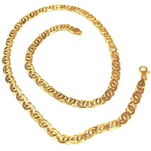 SOLID 18K YELLOW GOLD CHAIN BIG TIGER EYE INFINITY FLAT LINKS 5.5 mm, 24" image 1
