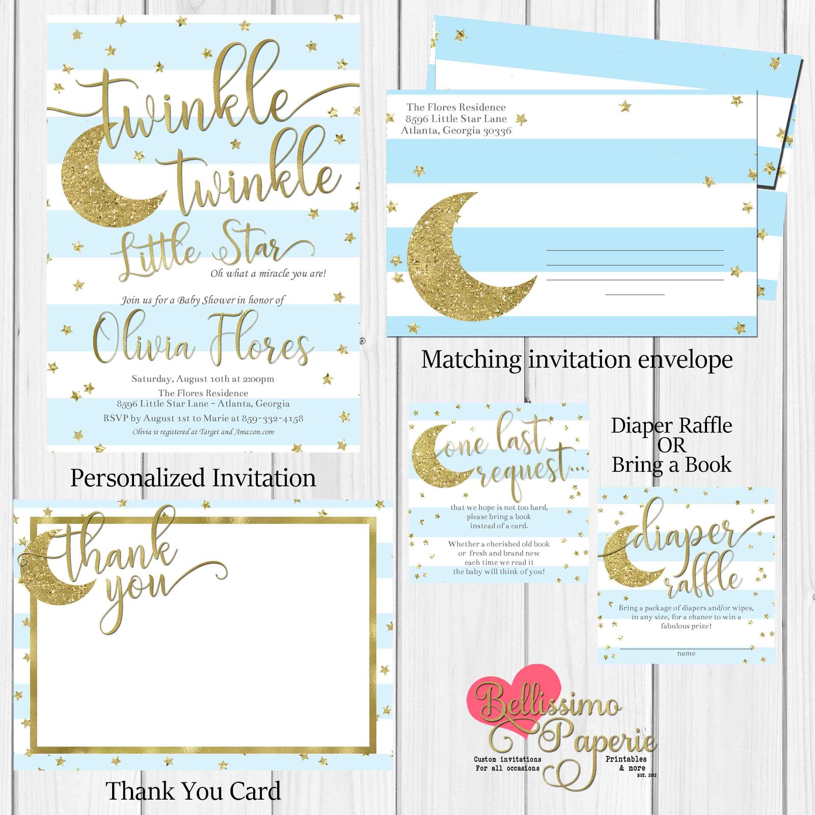 twinkle twinkle little star Baby Shower Invitation diaper ...