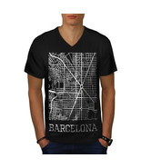 Spain City Barcelona Shirt Town Map Men V-Neck T-shirt - $12.99