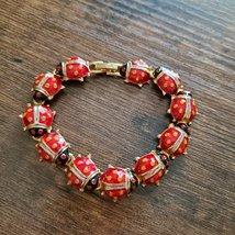 Vintage Bracelet with Ladybugs, Ladybug Jewelry, Fun Kitsch Jewelry Gift image 3
