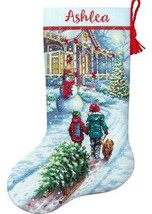 Dimensions Christmas Tradition Tree Snowy House Cross Stitch Stocking Kit 08995 - $33.95