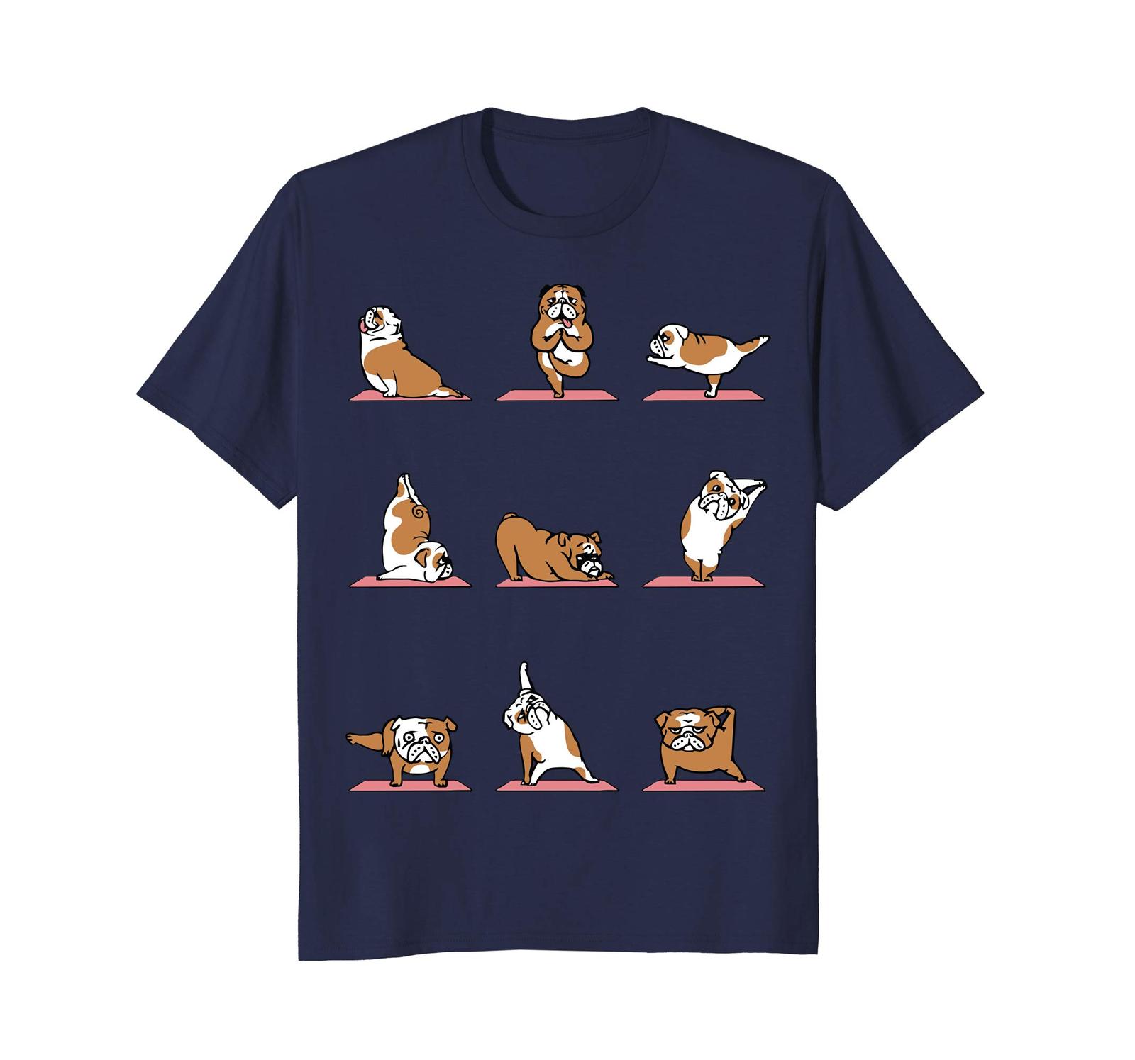 Dog Fashion - English Bulldog Yoga Funny T- Shirt Men