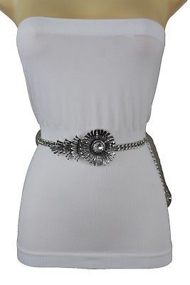 Women Hip Waist Belt Gold Metal Chain Light Pink Chunky Links Beads Size XS S M