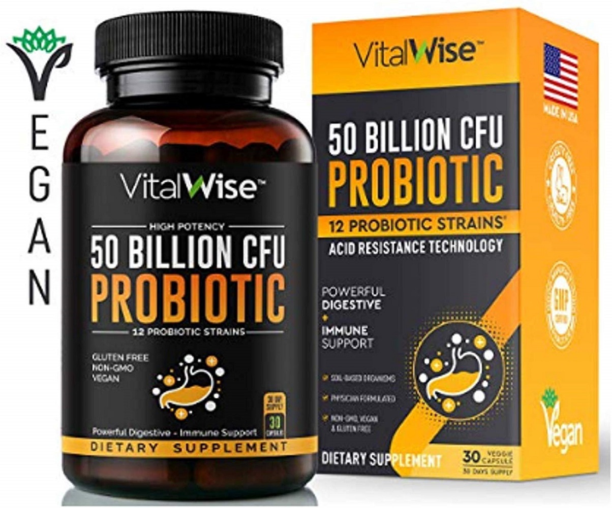 Vitalwise Probiotics 50 Billion Cfu, Vegan, Made In Usa, Probiotics For 