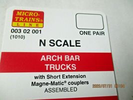 Micro-Trains Stock # 00302001 (1010) Arch Bar Trucks Short Extension N-Scale image 3