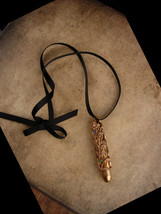vintage victorian jeweled pendant necklace / ornate pen - victorian rhin... - $65.00