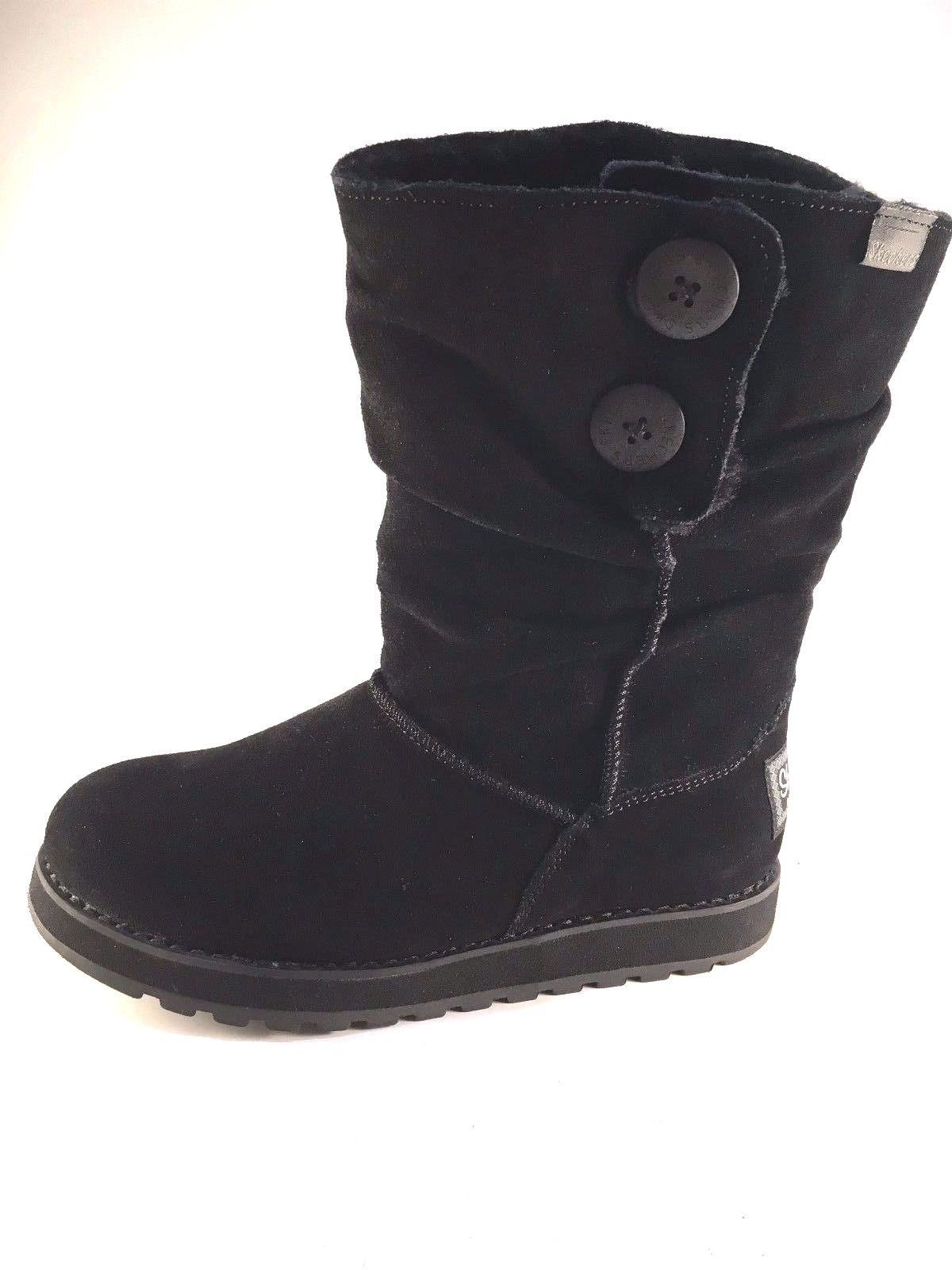 Image of Skechers /blk Black Suede Leather Pull On Mid-Calf Ankle Boots