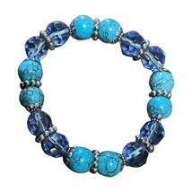 Turquoise Color Fashion Stretch Bracelet Blue Beads Slip On Medium - $6.99