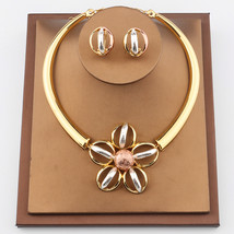 Fashion Jewelry Sets for Women Zircon Neck Drop Ear zilian  Plated  Jewelry Set  - $84.26