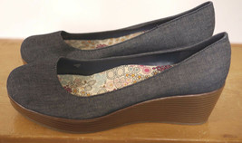 NEW American Eagle Denim Fabric Platform Wedge Heels Shoes 11 42.5 - $25.49