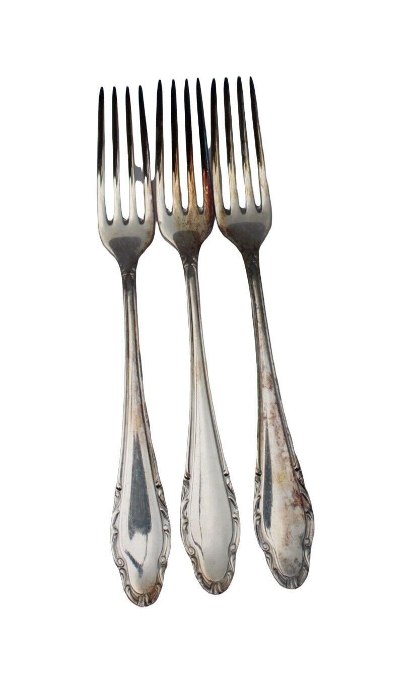 Primary image for 3 Vintage Wellner Germany Silverplate Dinner Fork 53167 Forks Set