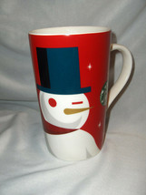 Starbucks Coffee White Snowman On Red 16 Oz Mug Cup 2012 With Menu NICE - $29.69