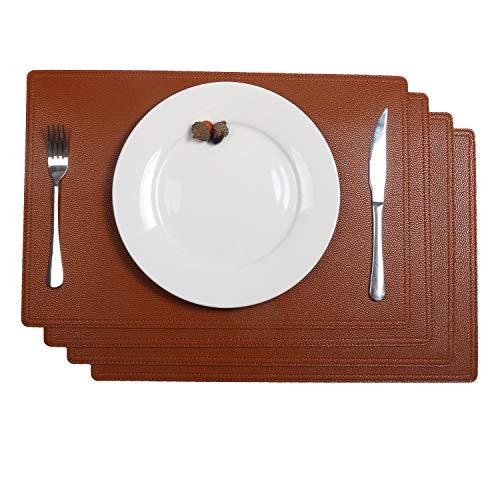 SHACOS PU Faux Leather Placemats Set of 4 Table Mats 18"x12" Waterproof