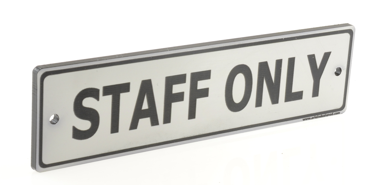 Staff Only Door Sign. Contemporary Silver Design Supplied with Fixing ...