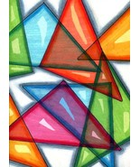Glass Shards Triangles abstract original art drawing geometric shapes co... - $27.99