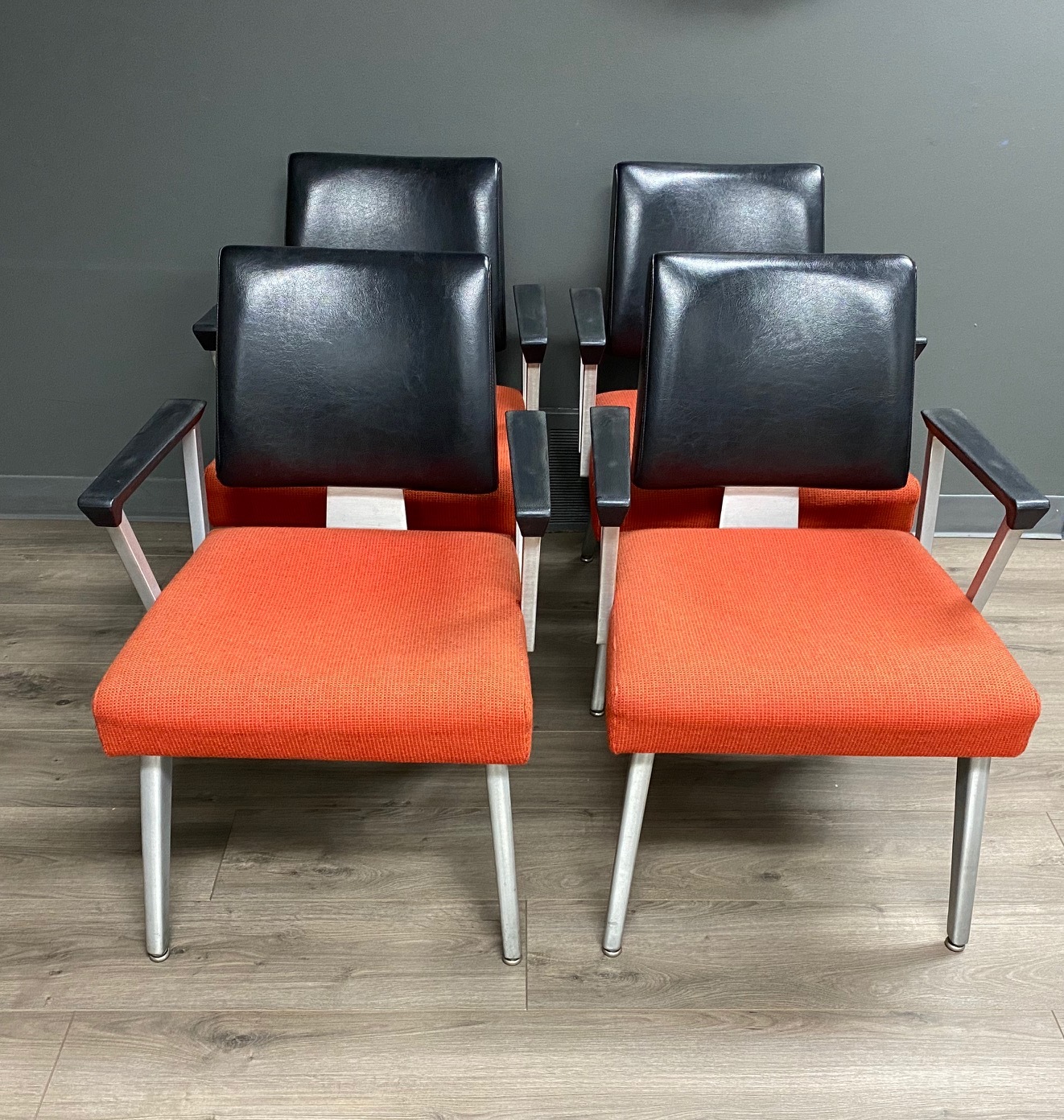 Vintage Good Form General Fire Proofing Industrial Aluminum Arm ChairsSet Four Chairs