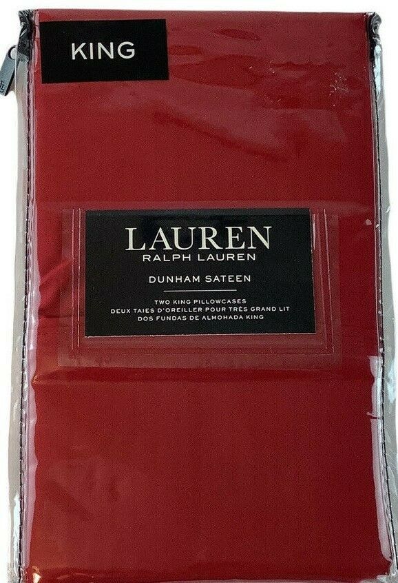 Ralph Lauren Dunham Sateen King Pillowcases 300TC Admiral Red MSRP $50 - $26.13