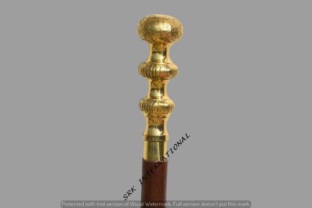 Handmade - Victorian handle wooden vintage style antique designer walking stick cane
