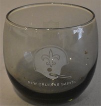 Vintage 1970's NFL Football New Orleans Saints Smoked Glass Low Ball Glass - $9.49
