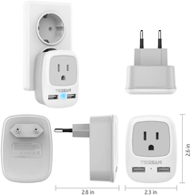 European Travel Plug Adapter,  International Power Plug with 2 USB, Type Outlet image 5