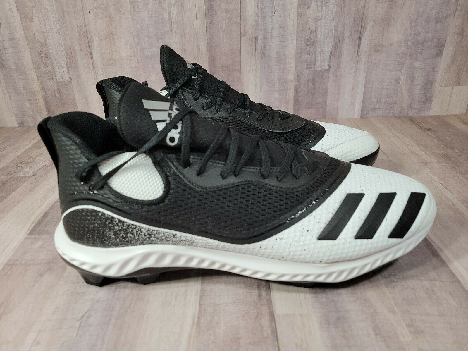 Adidas Men's 14 Icon V Bounce Baseball Cleats Black White G28249 - $37.39