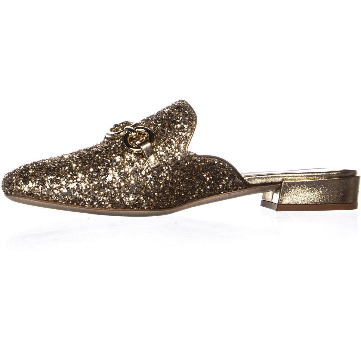gold mules low heel
