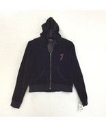 &quot;J&quot; Monogram Vintage Y2K Black Velour Full Zip Hooded Crop Jacket NWT / ... - $38.26