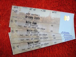 4/27/2002 Baseball at Eck Stadium Arizona State Vs. Notre Dame - $3.99