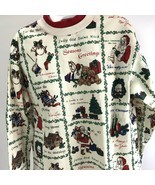 Vtg NUTCRACKER Ugly Christmas Sweatshirt Santa Stockings block print USA... - $14.84