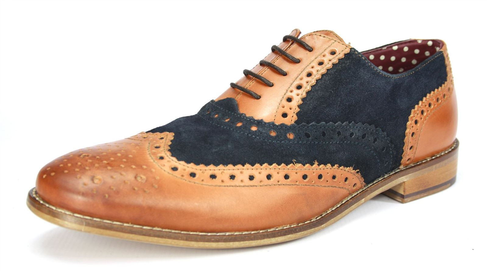 brown and navy brogues